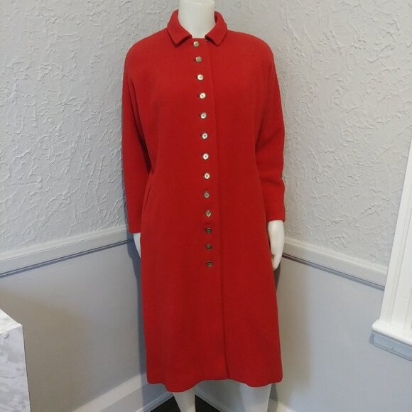 Vintage Red Long Fall Winter Coat by Bonwit Teller - Picture 6 of 6